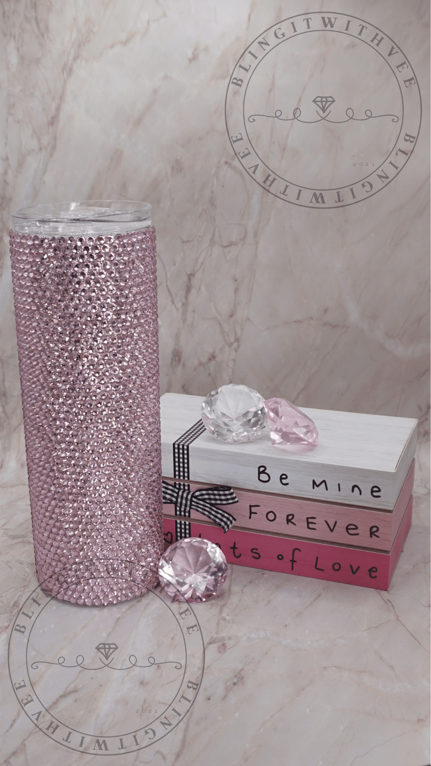 Blush Glam Double Walled Glitter Tumbler - Silver